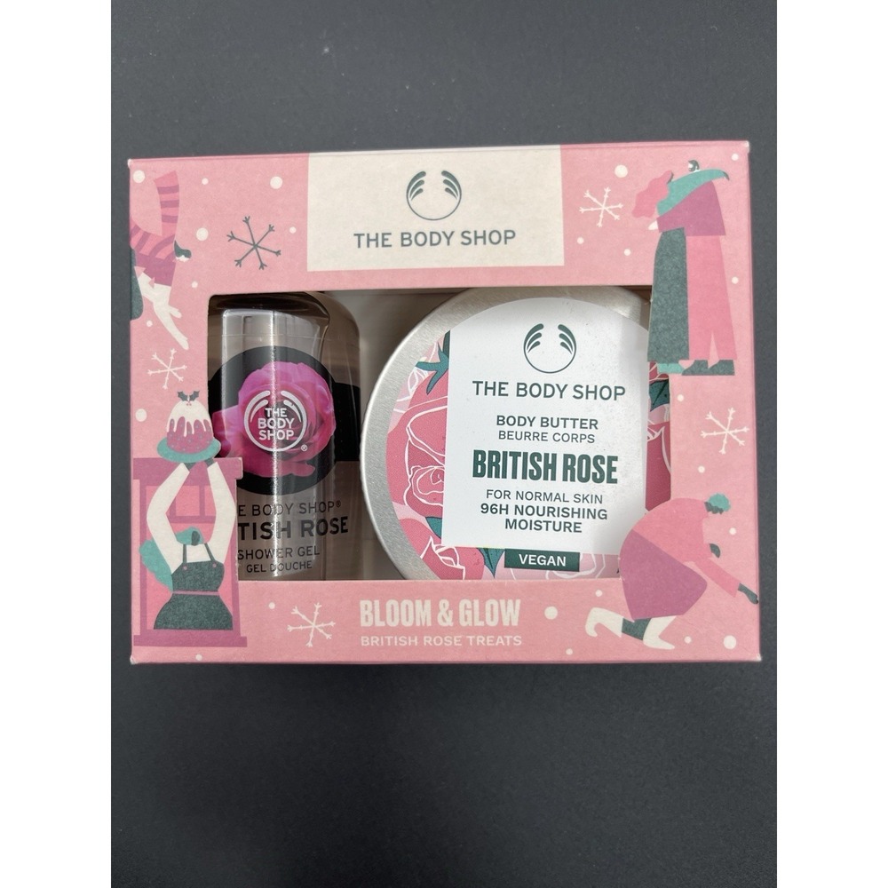 The Body Shop British‎ Rose Gift Set Bloom & Glow Body Butter Shower Gel